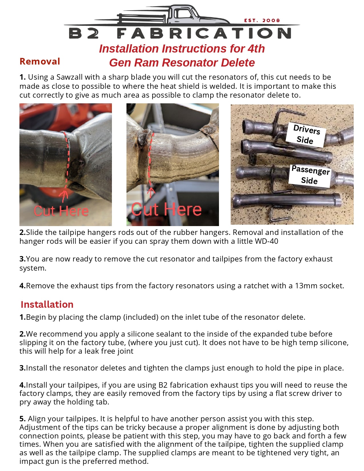 Dodge Ram 1500 resonator delete instructions