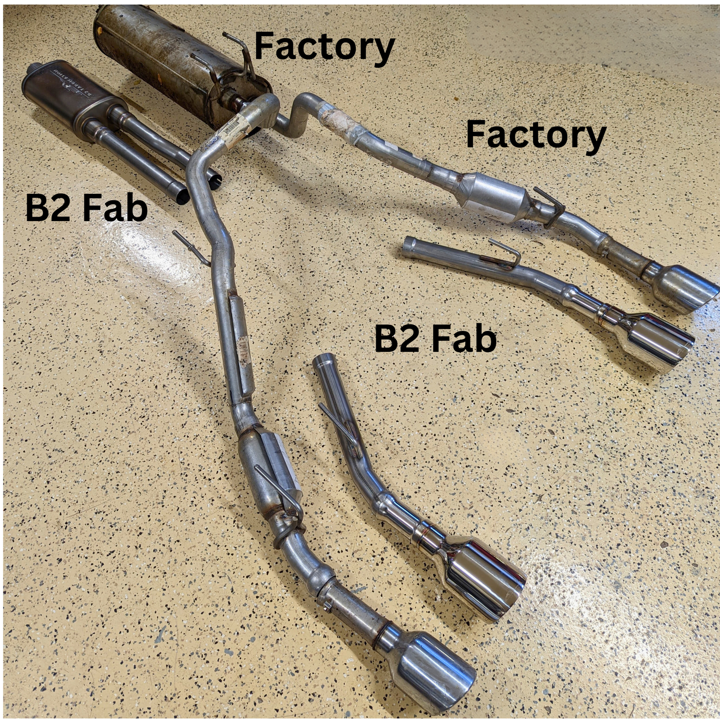 2008-2018 Ram 1500 Classic Resonator Delete Kit and muffler Installed - Rear Exhaust View