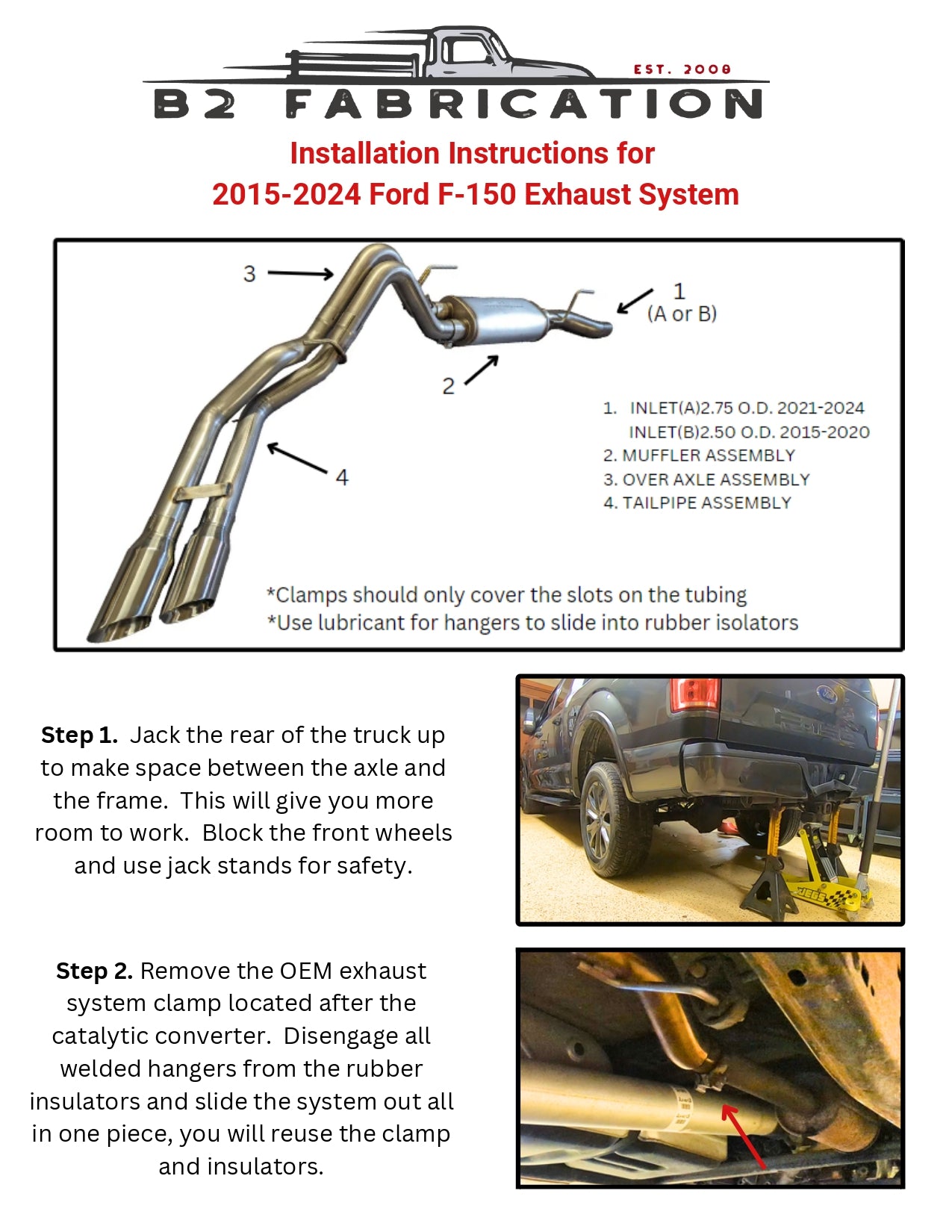 Ford F150 exhaust installation instructions