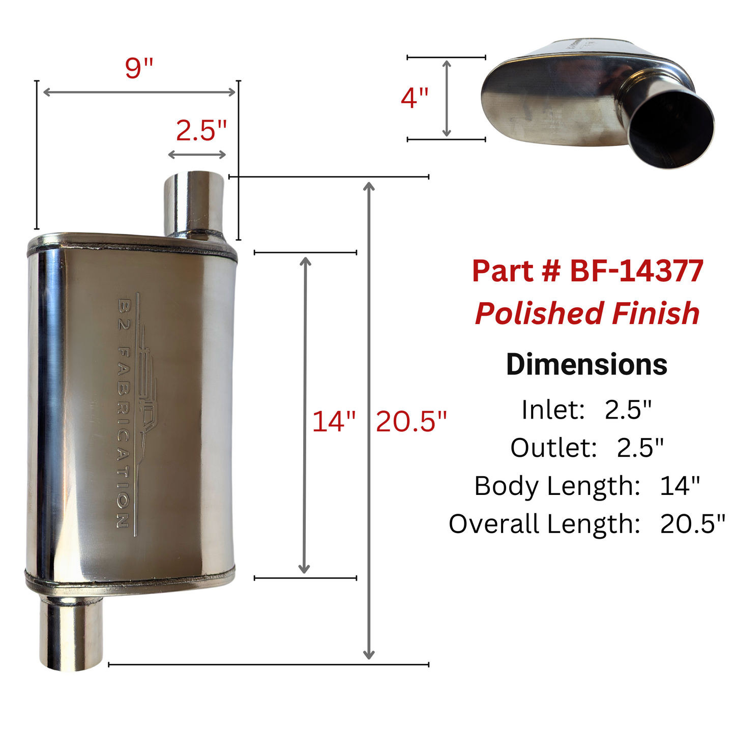 BF-14377 Stainless 2.5 inch muffler